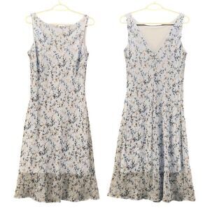 Vintage Womans Dress Size 14 Blue Floral Slip Like Romantic Light‎ Fairy